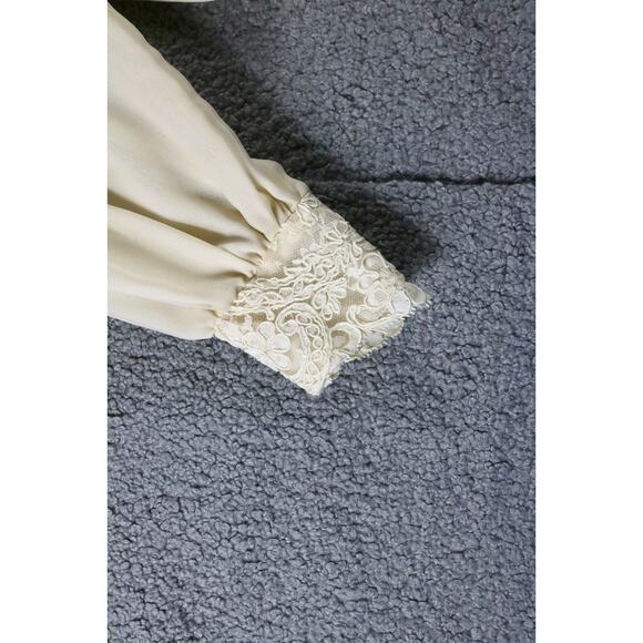 Victor Costa For Neiman Marcus Blouse M Cream Beige Lace Victorian Vintage USA - Picture 6 of 8